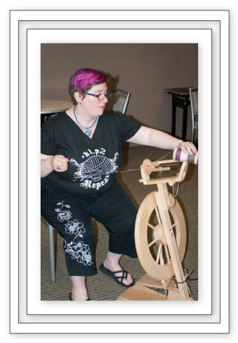 Spinning wheel in use